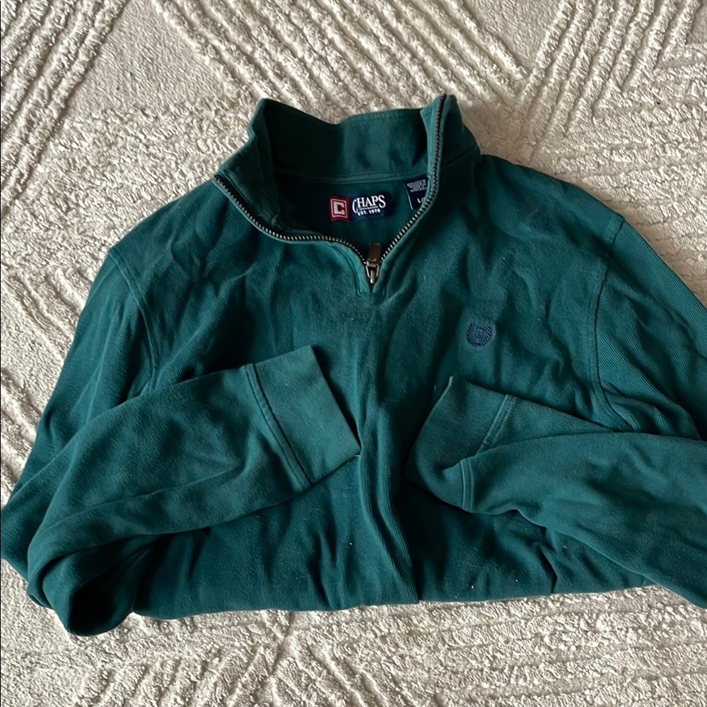 Chaps Green Quarter-Zip Pullover